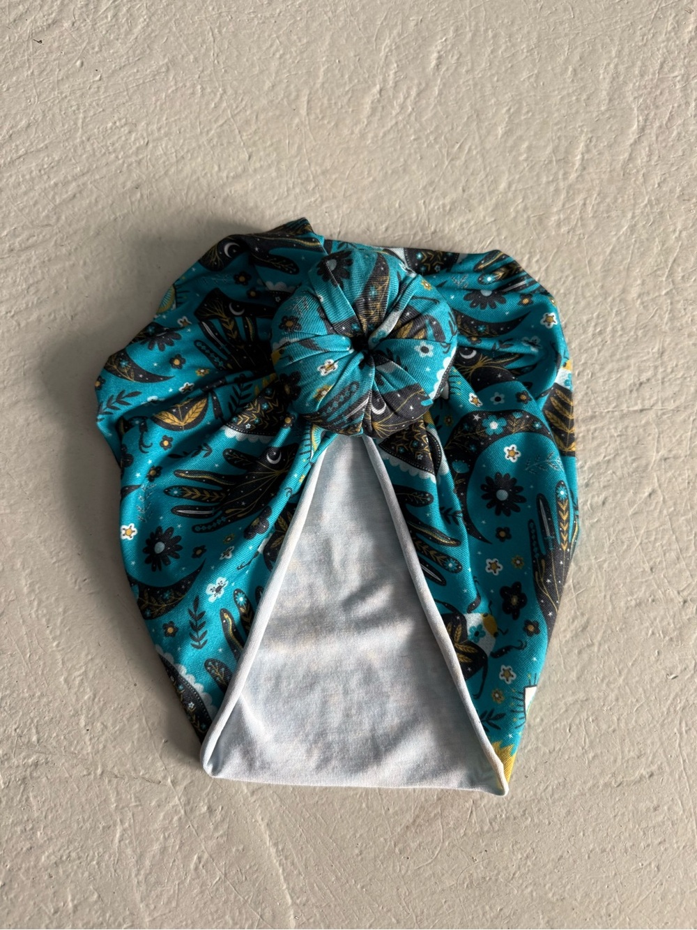 Witchy Turquoise Floral Knot Turban Headwrap